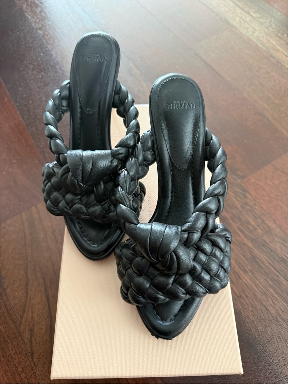 Alexandre Birman Black Braided Leather Mules